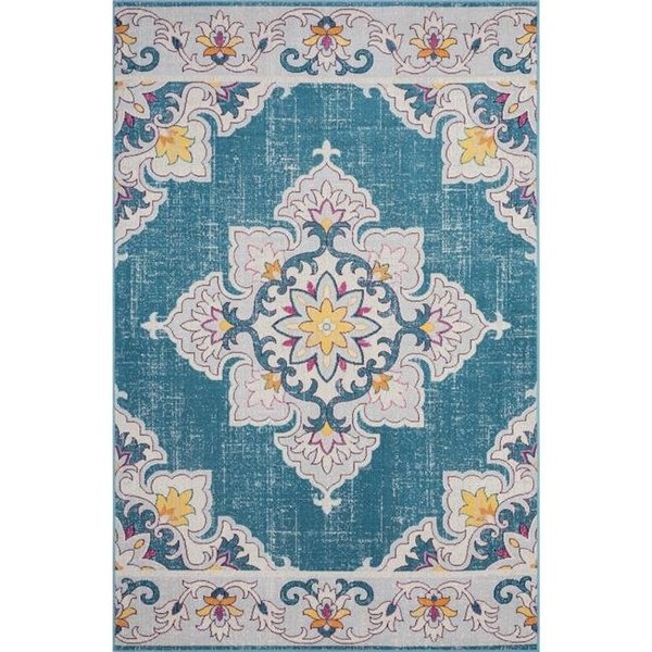 Lr Resources LR Resources ANTIQ81461BLY537A Boho Transitional Medallion Woven Indoor & Outdoor Rectangle Area Rug ANTIQ81461BLY537A